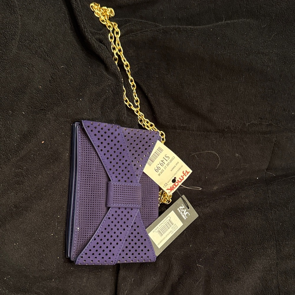 Purple Clutch Bag with Gold Chain